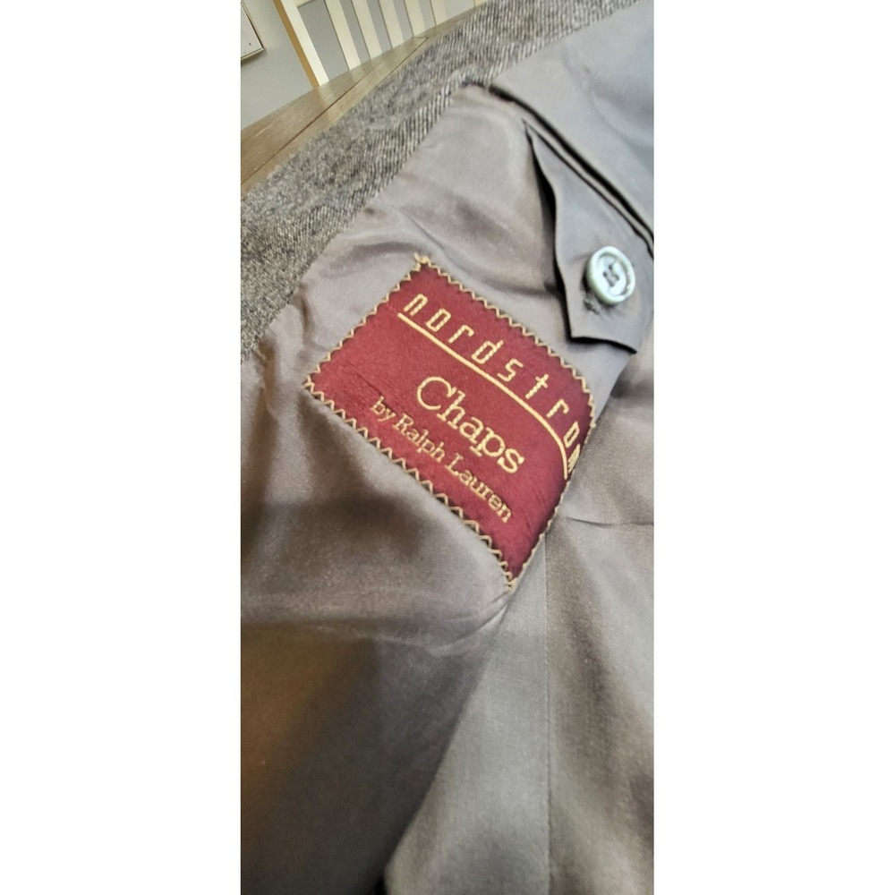 Chaps Ralph Lauren Vintage 90s Blazer Mens 42L Wool Textured Sport Coat Gray - Picture 3 of 16